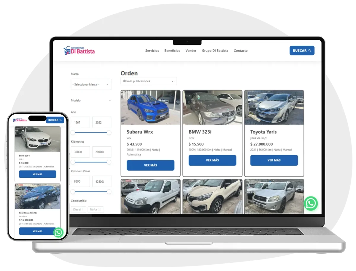 Diseño web para concesionaria de autos con vista desktop y mobile – Automóviles Di Battista