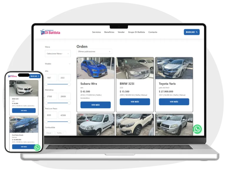 Diseño web para concesionaria de autos con vista desktop y mobile – Automóviles Di Battista