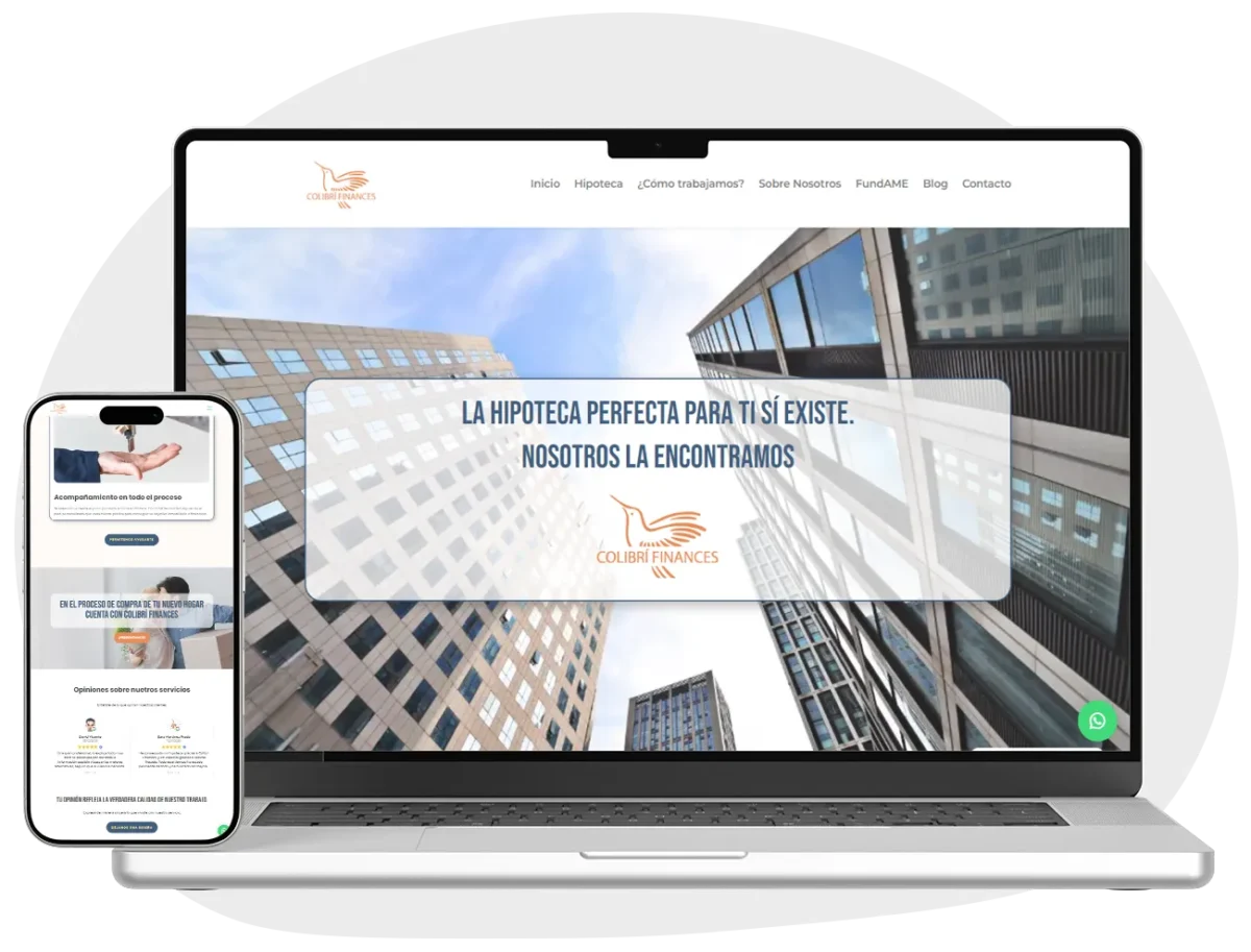 Diseño web para broker hipotecario con vista desktop y mobile – Colibrí Finances