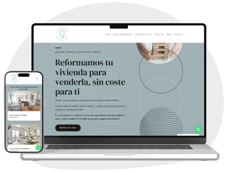 Diseño web para empresa de reformas de viviendas con vista desktop y mobile – Pisok