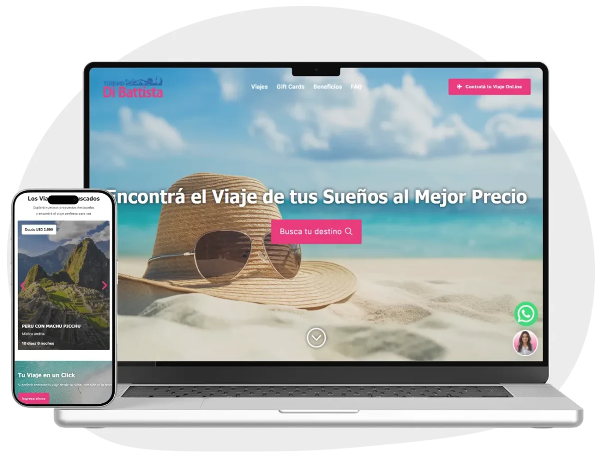 Diseño web para agencia de viajes con vista desktop y mobile – Turismo Di Battista