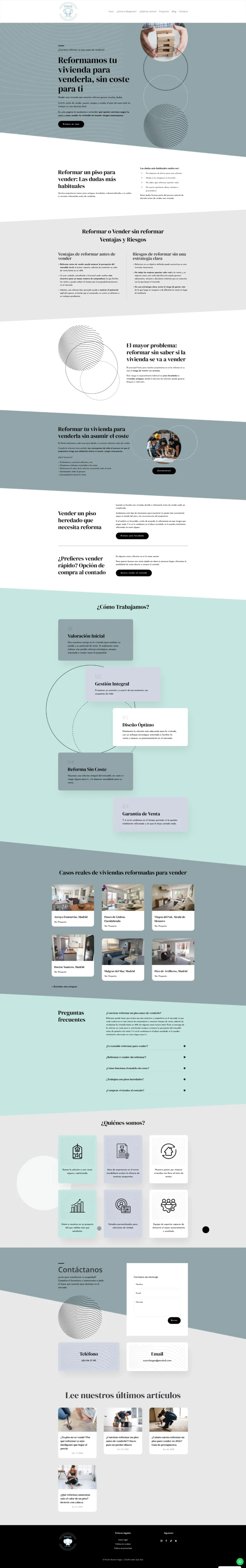 Diseño web inmobiliario para reformar y vender vivienda con secciones informativas, proceso y captación de clientes